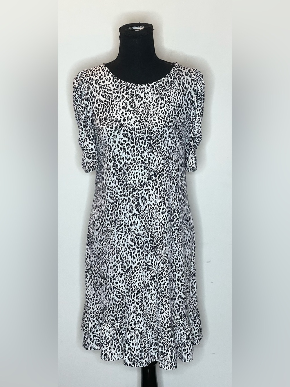 MSK Black and White Leopard Print Mini Dress